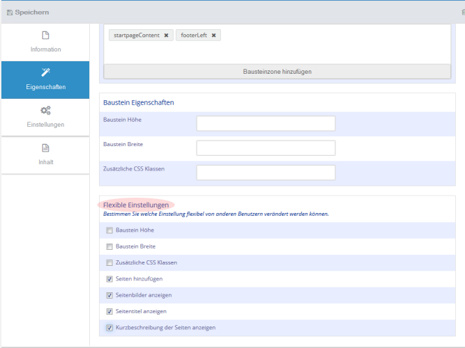 Bausteine - Flexible Einstellungen