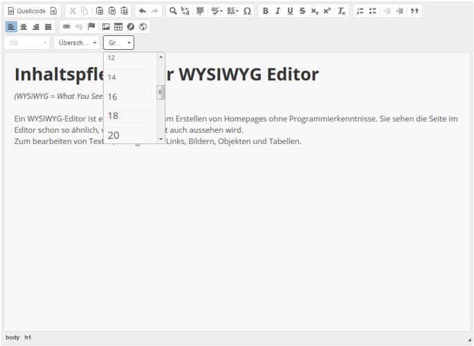 Schriftgrößen