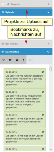 arbeitsbereich - alle panels auf